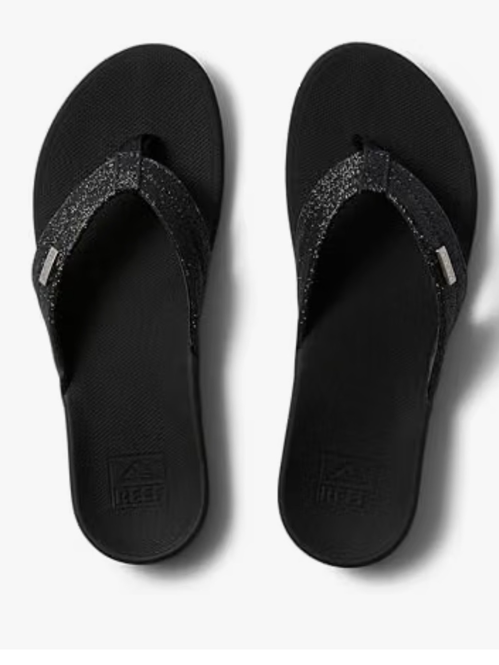 Reef black sparkle arch support ortho spring thong sandals size 10